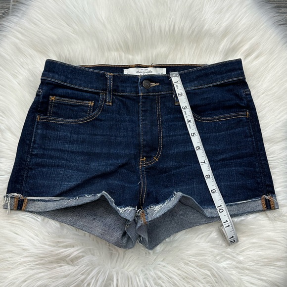 Abercrombie & Fitch Dark Blue Denim Cuffed Shorts - Picture 6 of 8